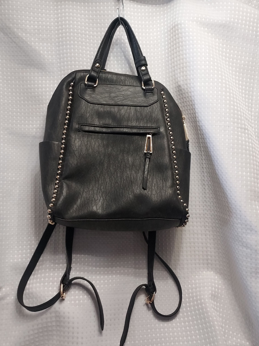 Jessica Simpson Black Faux Leather Stud-Trim Backpack